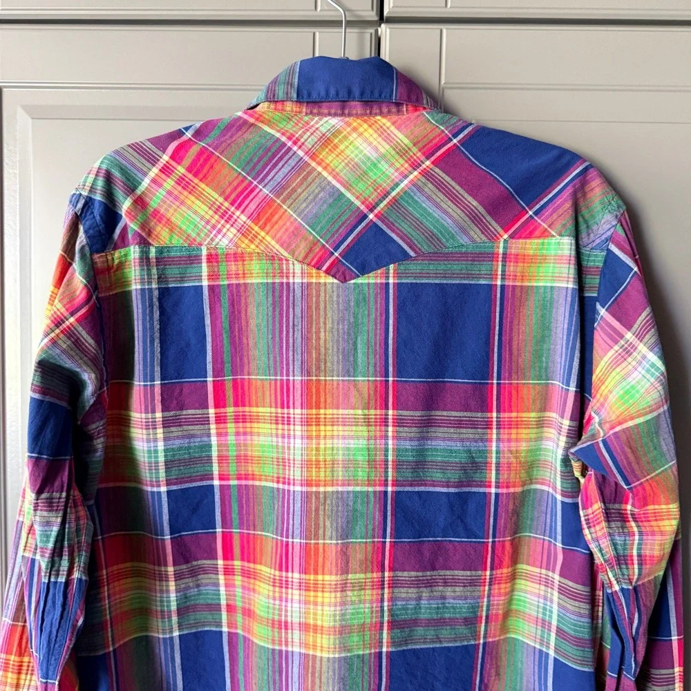 Polo Ralph Lauren Men's Western Classic Plaid Snap Button LS Shirt, Multi, M